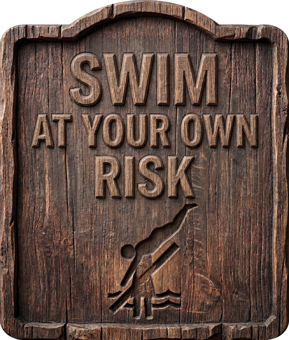Swim at Your Own Risk Rustic Sign