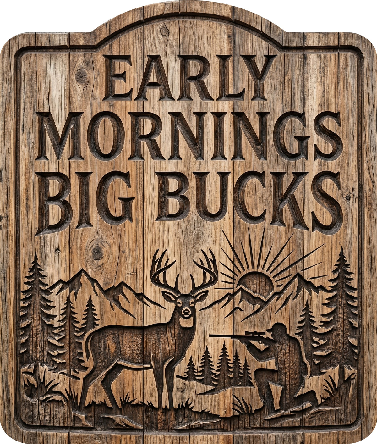 Early Mornings Big Bucks Rustic Sign