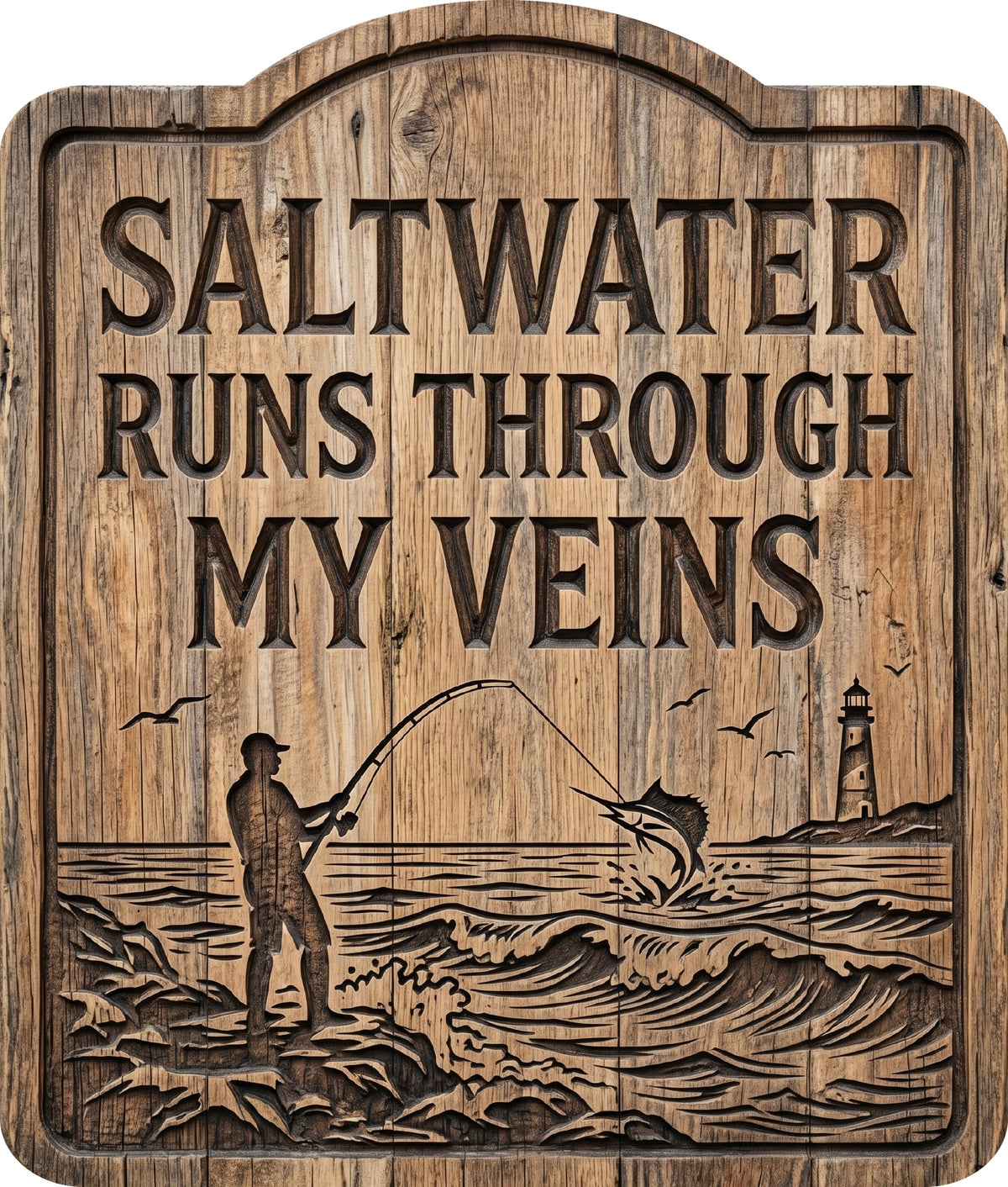 Saltwater Runs Through My Veins Rustic Sign