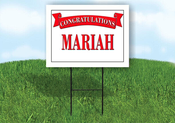 MARIAH CONGRATULATIONS RED BANNER 18in x 24in Yard sign with Stand
