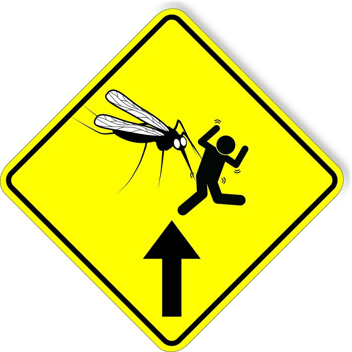 Mosquito crossing Man attack Hilarious funny Aluminum composite sign