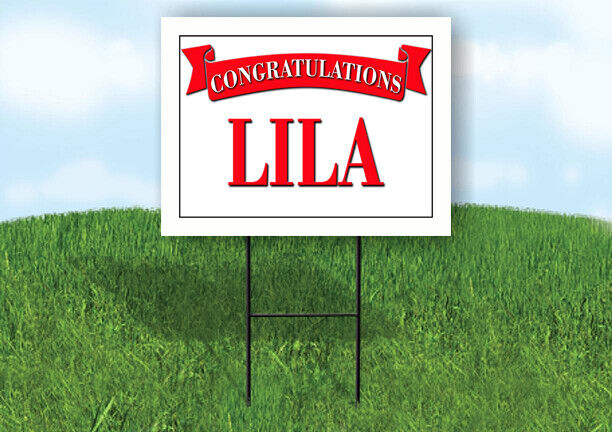 LILA CONGRATULATIONS RED BANNER 18in x 24in Yard sign with Stand