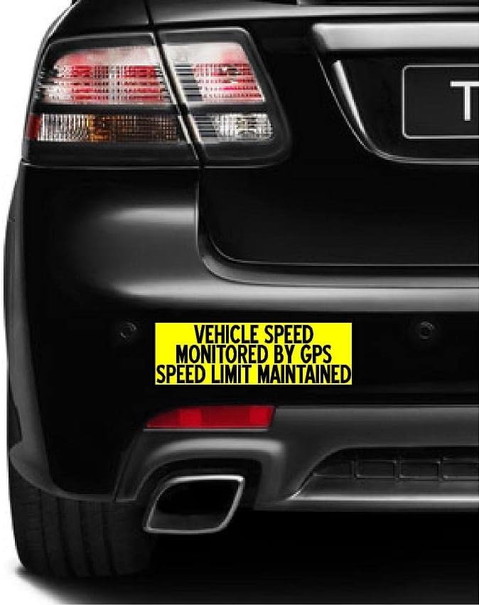 SET 3 Vehicle Speed Monitored GPS limit maintained yellow Magnetic Bumper Sticker bright yellow