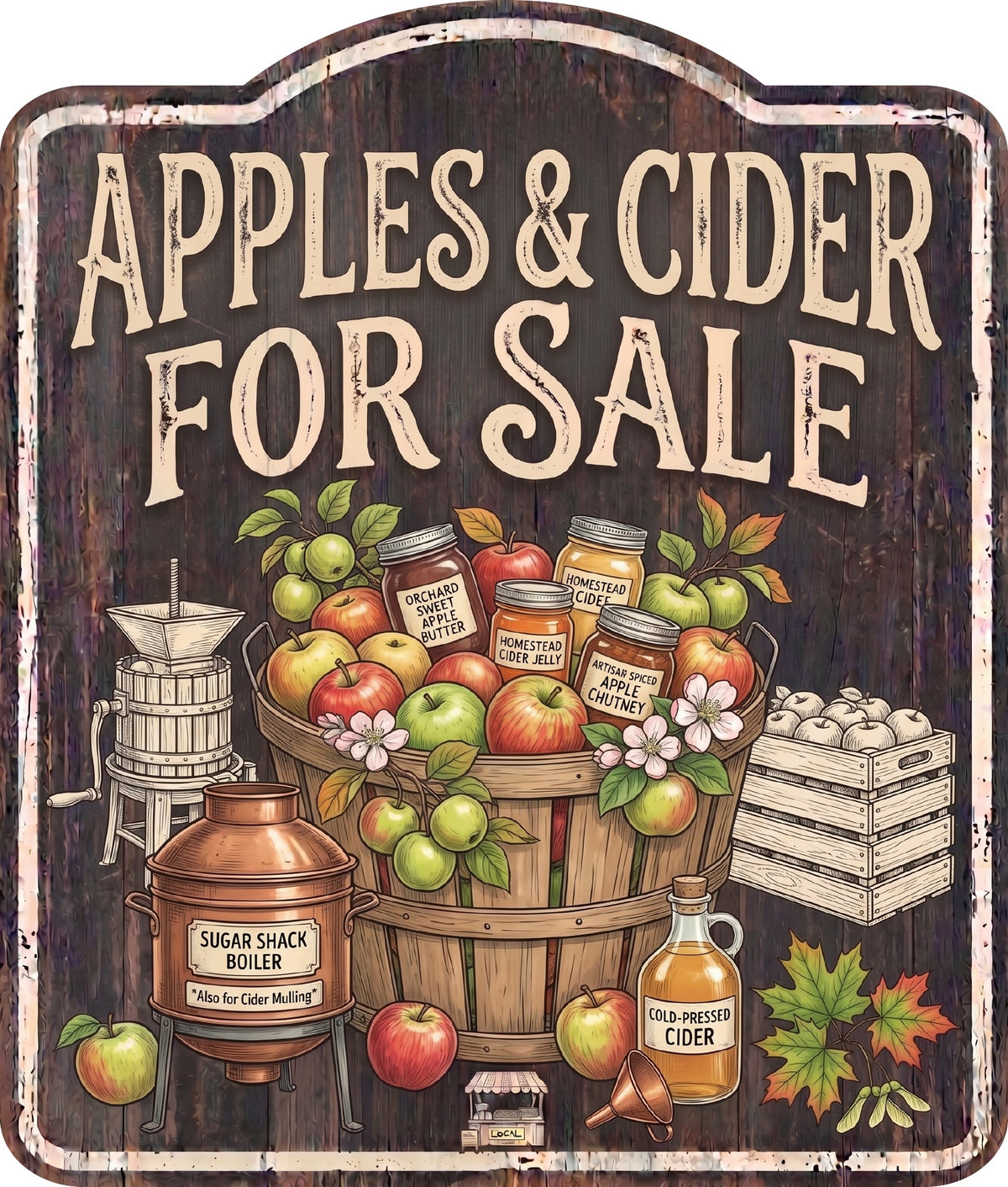Apples Cider for Sale Rustic Sign