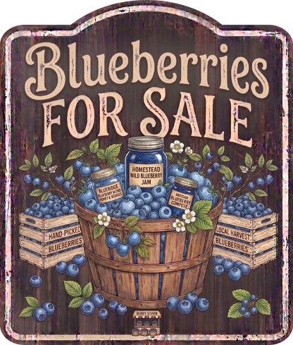 Blueberries for Sale Rustic Sign