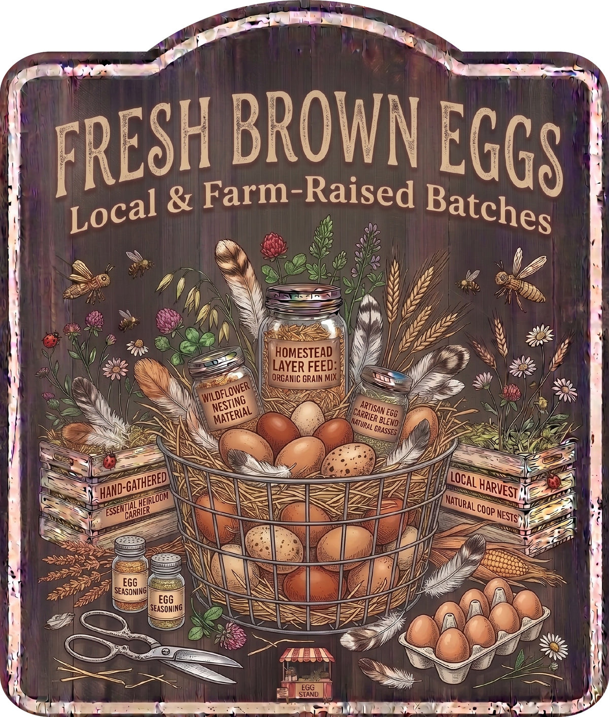 Fresh Brown Eggs for Sale Rustic Sign