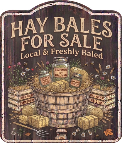 Hay Bales for Sale Rustic Sign