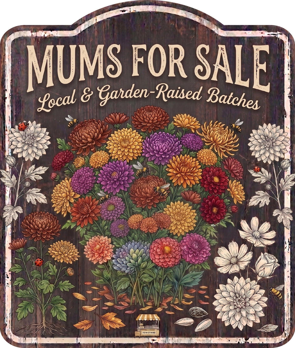 Mums for Sale Rustic Sign