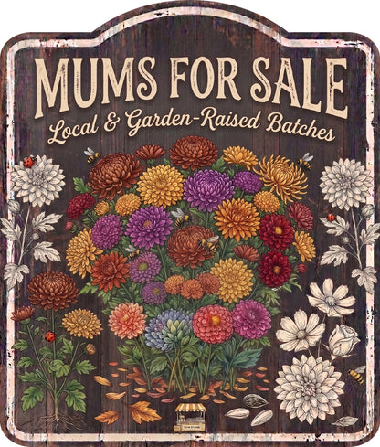 Mums for Sale Rustic Sign