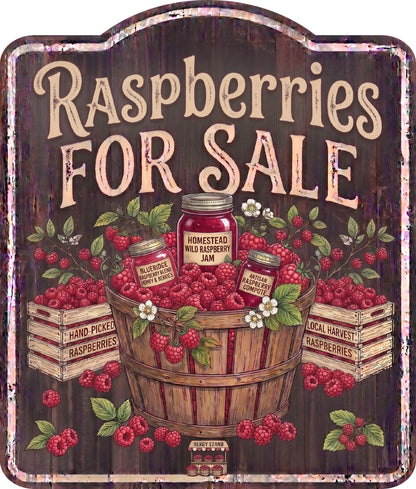 Raspberries for Sale Rustic Sign