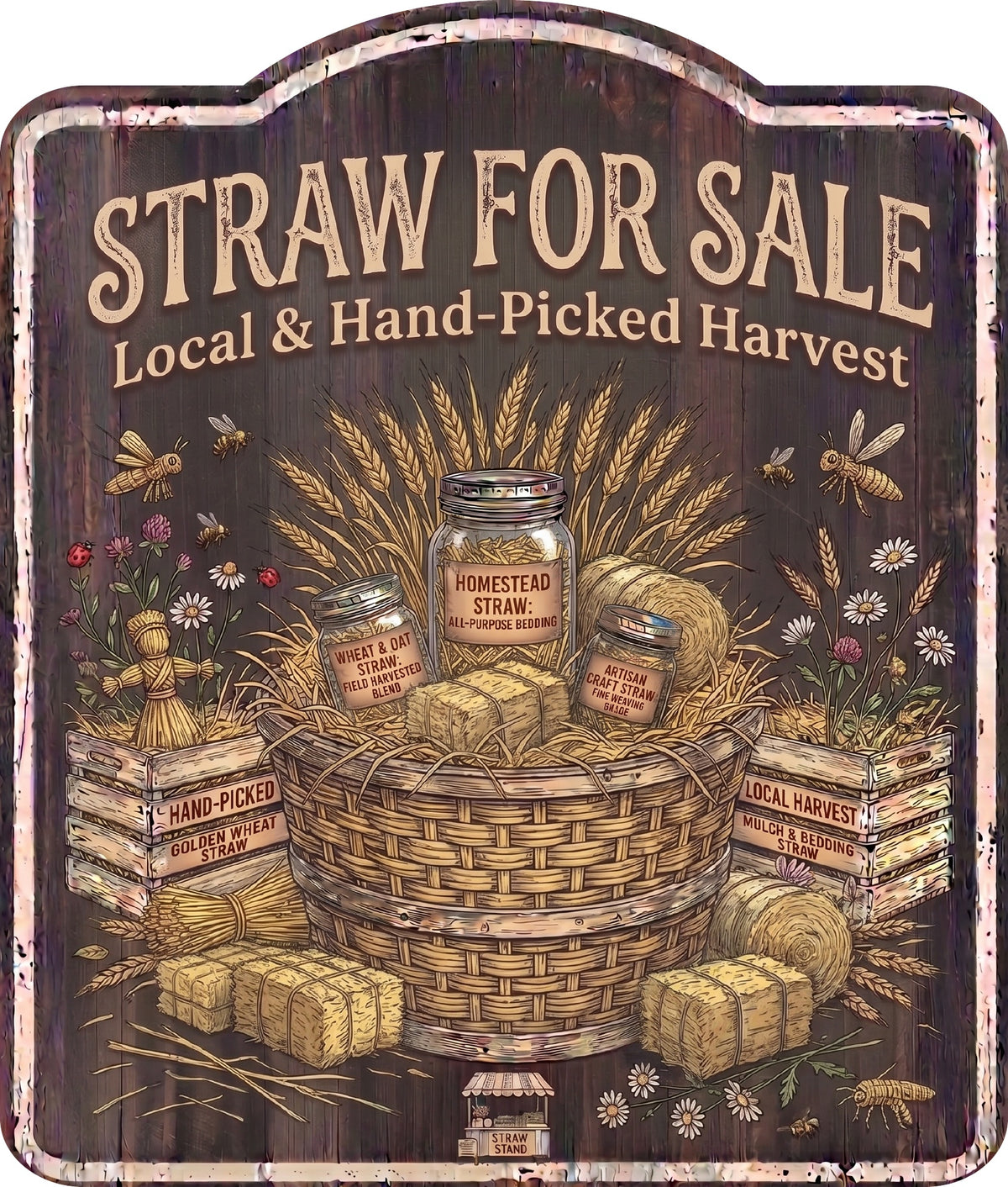 Straw for Sale Rustic Sign