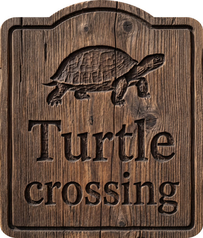 Turtle Crossing Rustic Sign