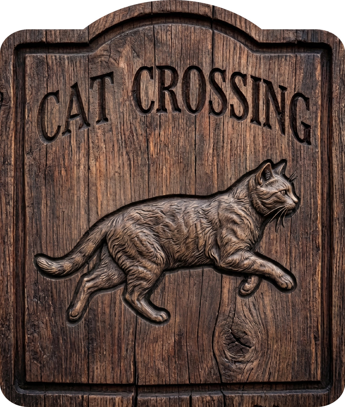 Cat Crossing Rustic Sign