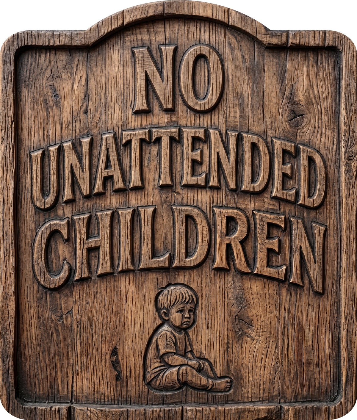 No Unattended Children Rustic Sign