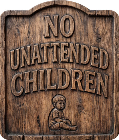 No Unattended Children Rustic Sign