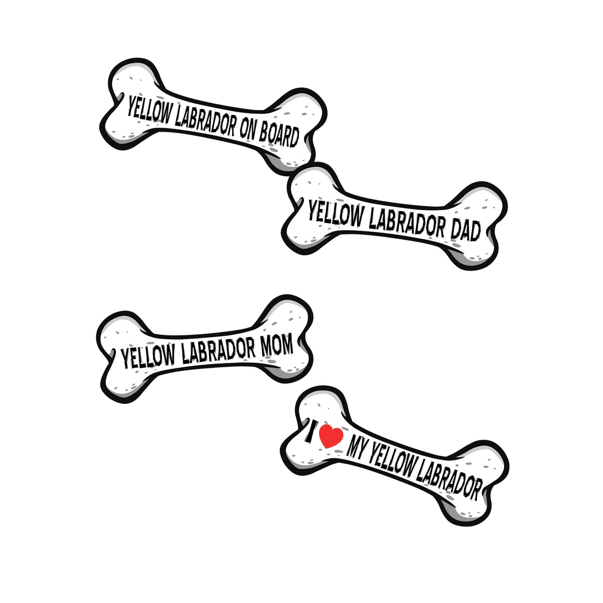Yellow Labrador Dog Bone Magnet 4 Pack, 7 x 3 Inch Magnets