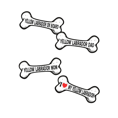 Yellow Labrador Dog Bone Magnet 4 Pack, 7 x 3 Inch Magnets