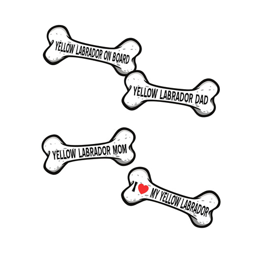 Yellow Labrador Dog Bone Magnet 4 Pack, 7 x 3 Inch Magnets