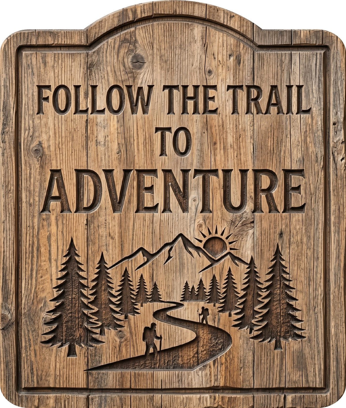 Follow the Trail to Adventure Rustic Sign