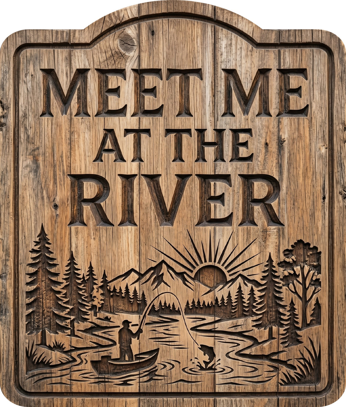 Meet Me at the River Rustic Sign