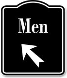 Men 45 Degree Up Left Arrow BLACK Aluminum Composite Sign