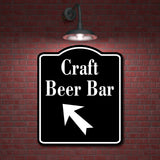 Craft Beer Bar 45 Degree Up Left Arrow BLACK Aluminum Composite Sign