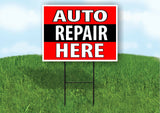 AUTO REPAIR HERE BLACK STRIPE Plastic Yard Sign ROAD SIGN with Stand