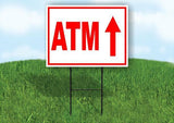 ATM STRAIGHT arrow red Yard Sign with Stand LAWN SIGN
