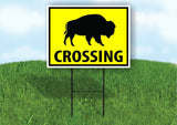 buffalo CROSSING XING YELLOW Plastic Yard Sign ROAD SIGN with Stand