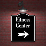 Fitness Center Right Arrow BLACK Aluminum Composite Sign
