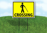 BLIND PEDESTRIAN DISABLED CROSSING XING Plastic Yard Sign ROAD SIGN with StanD
