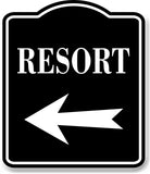 Resort Left Arrow BLACK Aluminum Composite Sign
