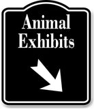 Animal Exhibits 45 Degree Down Right Arrow BLACK Aluminum Composite Sign