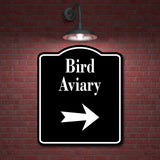 Bird Aviary Zoo Right Arrow BLACK Aluminum Composite Sign