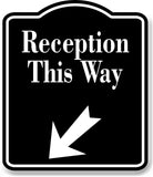 Reception This Way 45 Degree Down Left Arrow BLACK Aluminum Composite Sign