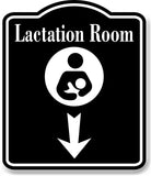 Lactation Room Down Arrow BLACK Aluminum Composite Sign
