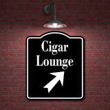 Cigar Lounge Bar 45 Degree Up Right Arrow BLACK Aluminum Composite Sign