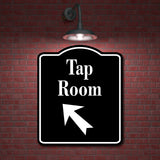 Tap Room Bar 45 Degree Up Left Arrow BLACK Aluminum Composite Sign