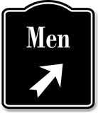 Men 45 Degree Up Right Arrow BLACK Aluminum Composite Sign