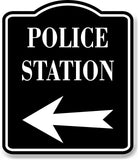 Police Station Left Arrow BLACK Aluminum Composite Sign
