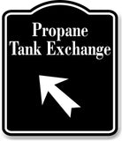 Propane_Tank_Exchange_45_Degree_Up_Left_Arrow_BLACK Aluminum Composite Sign