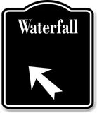 Waterfall 45 degree Up Left Arrow BLACK Aluminum Composite Sign