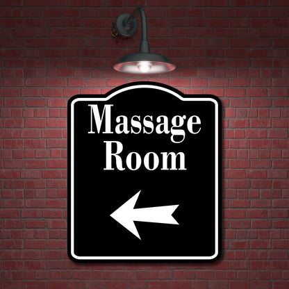 Massage Left Arrow BLACK Aluminum Composite Sign