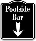 Poolside Bar Down Arrow BLACK Aluminum Composite Sign
