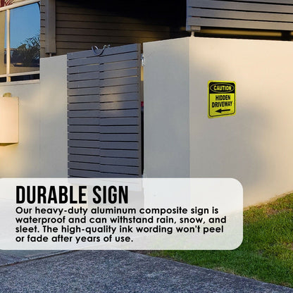 CAUTION HIDDEN DRIVEWAY LEFT ARROW Metal Aluminum Composite Sign