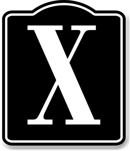Letter X Bin Aisle Row Marker Label BLACK Aluminum Composite Sign