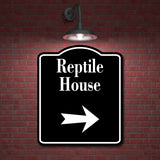 Reptile House Zoo Right Arrow BLACK Aluminum Composite Sign