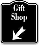 Gift Shop 45 Degree Down Left Arrow BLACK Aluminum Composite Sign