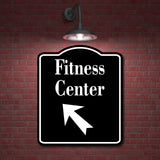 Fitness Center 45 Degree Up Left Arrow BLACK Aluminum Composite Sign