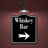 Whiskey Bar Right Arrow BLACK Aluminum Composite Sign